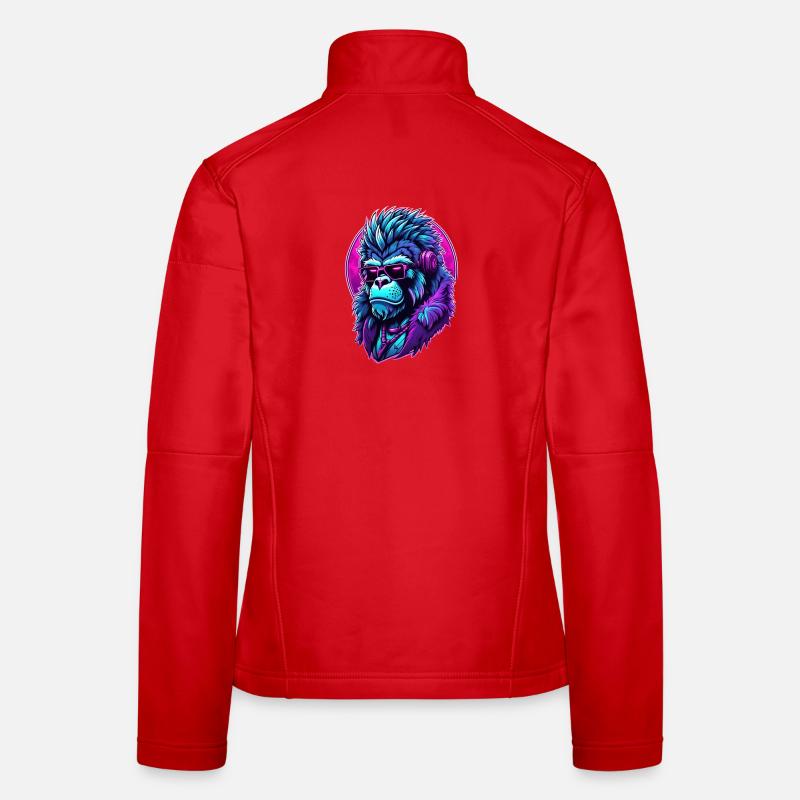 Berauschter Gorilla mit Kopfhörern Frauen Softshelljacke