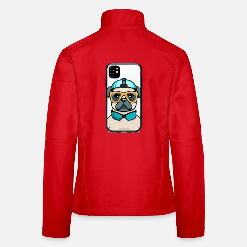 Pug mit Schnorchel und Brille Frauen Softshelljacke