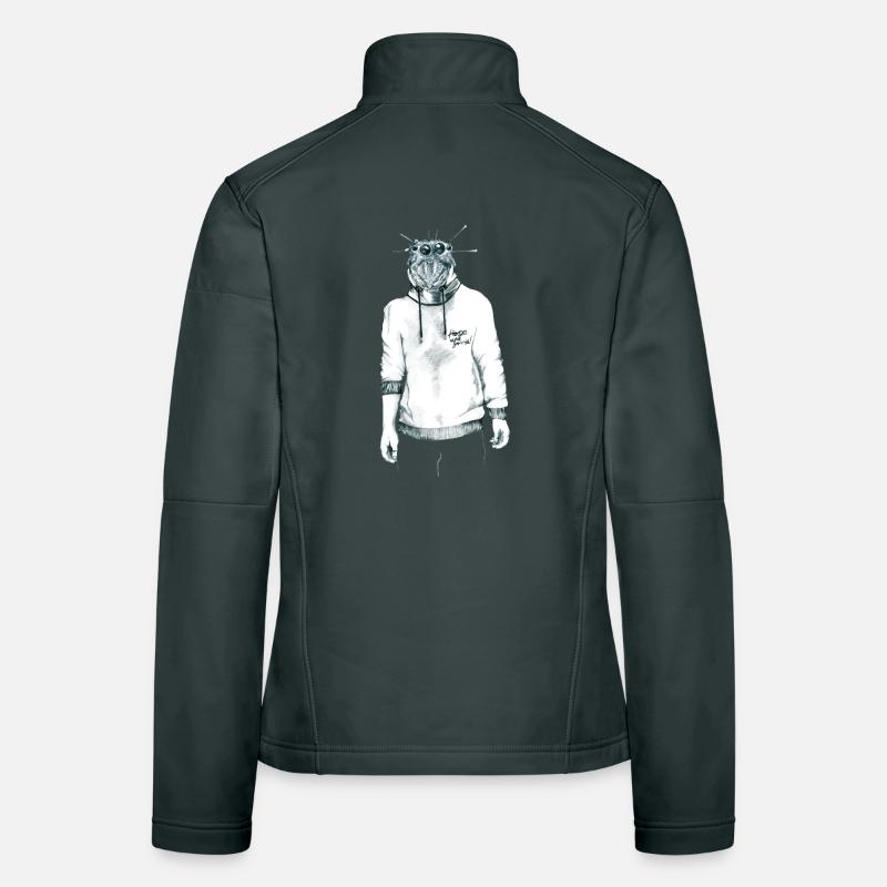 Mensch mit Spinnenkopf im Kapuzenpullover Frauen Softshelljacke