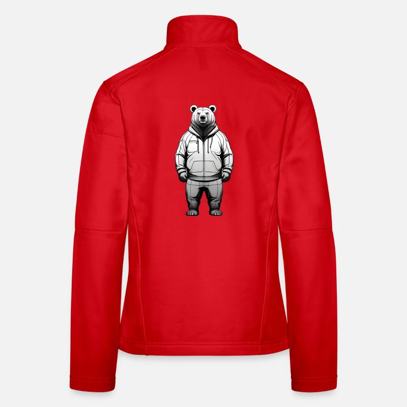 Graphique de sweat à capuche Ours Veste en tissu softshell Femme