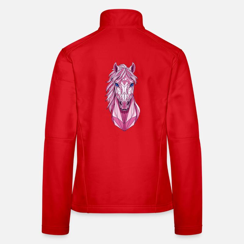 Geometrisches Pinkes Pferd Frauen Softshelljacke