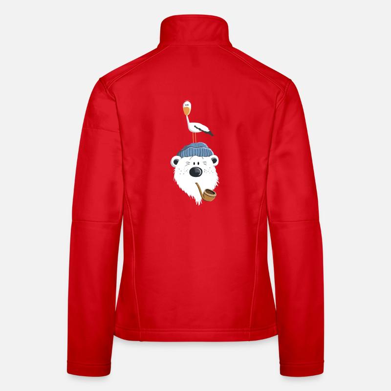 Bär mit Möwe - Frauen Softshelljacke - Rot