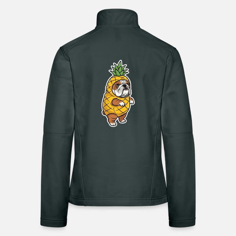 Bulldog with Pineapple Comic Shirt Gift Women's Softshell Jacket
