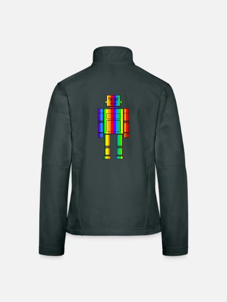 Regenbogen Roboter - Frauen Softshelljacke - Rot - Hinten
