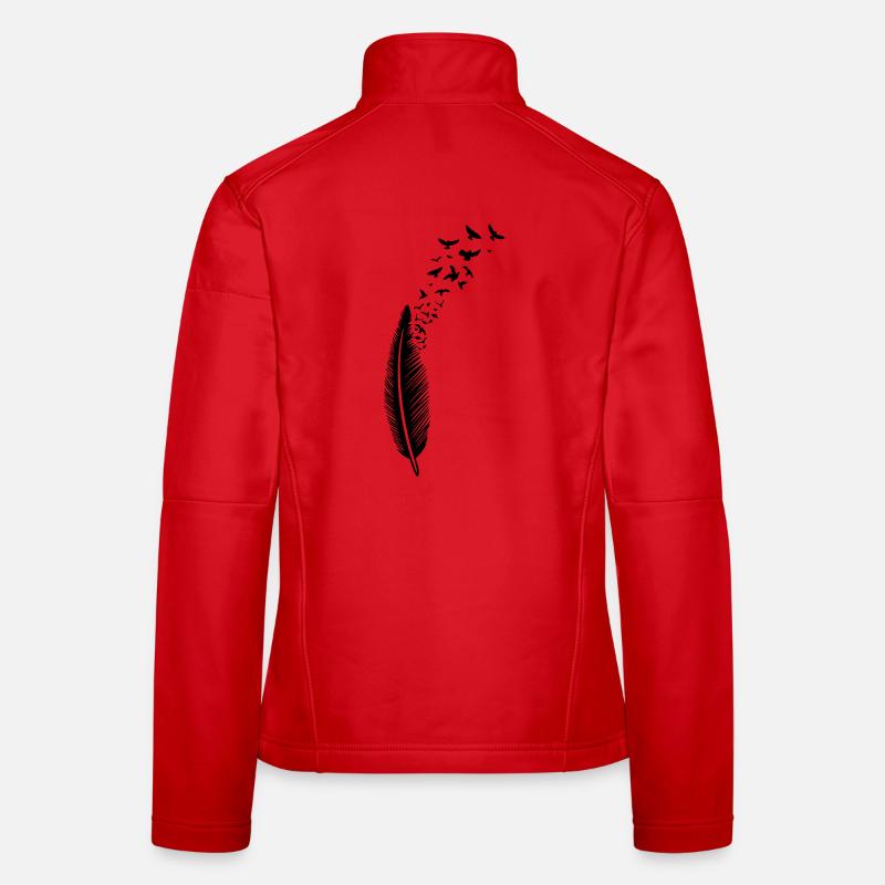 Plume et oiseaux, feather with birds Veste en tissu softshell Femme
