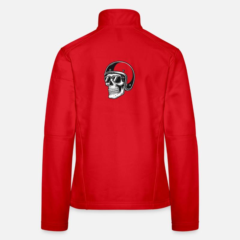 Skelettbiker mit Helmbild - Frauen Softshelljacke - Rot