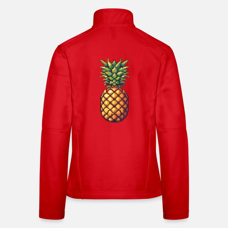 Pixel Ananas Retro Pixelkunst Frauen Softshelljacke