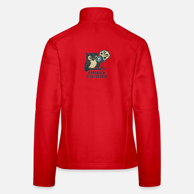 Erforsch dich selbst – Eulen-Motiv - Frauen Softshelljacke - Rot