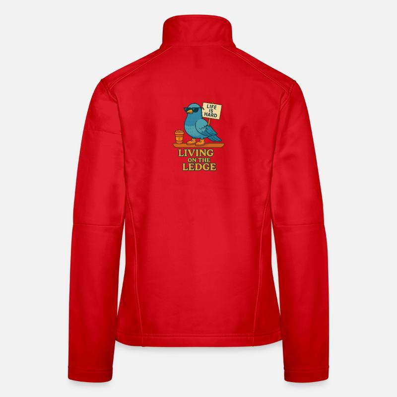 Lustige Taube mit Schild & Kaffee Frauen Softshelljacke