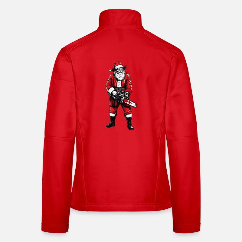 Horror experience Santa Claus with chainsaw Women's Softshell Jacket