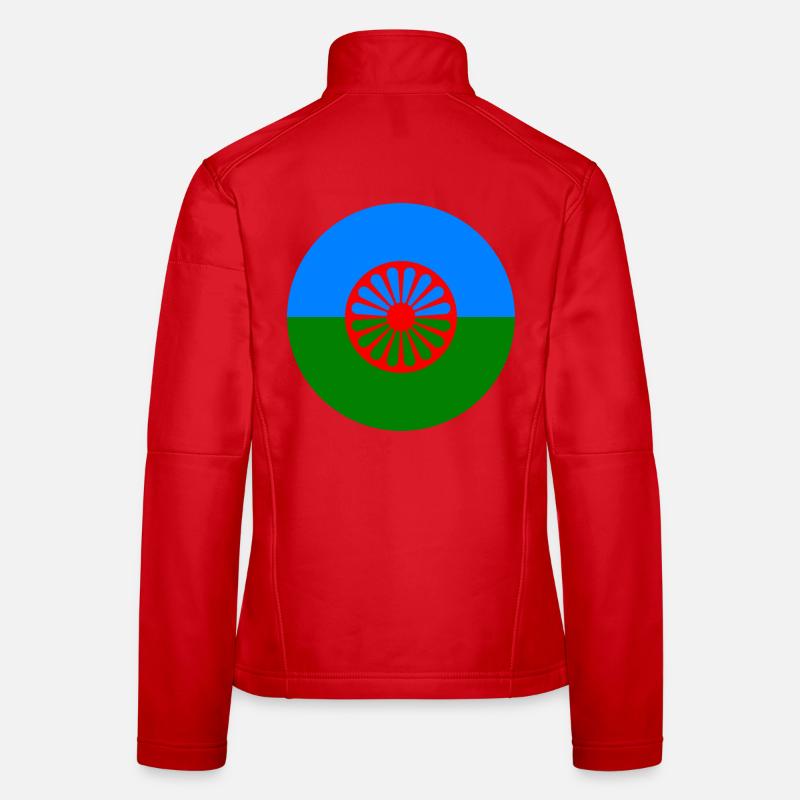 Runde Aufkleber Flagge der Romani Menschen Geschenkidee Frauen Softshelljacke