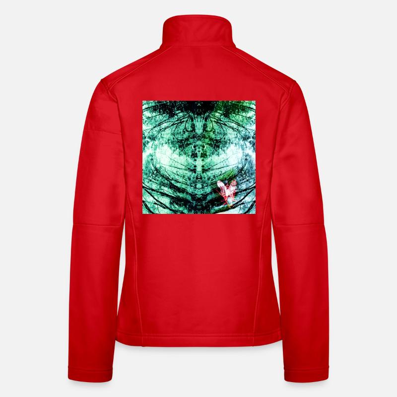 Forest Reflection Teal Butterfly - Women's Softshell Jacket - red