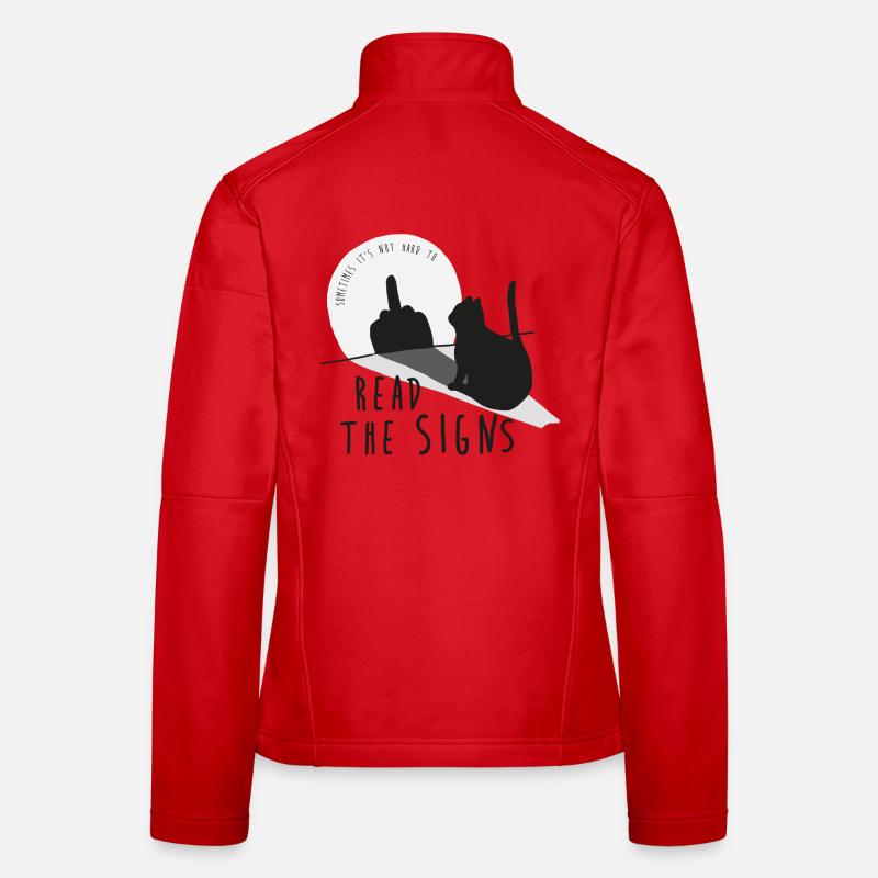 Read the signs. Katze, Mittelfinger, Schatten - Frauen Softshelljacke - Rot