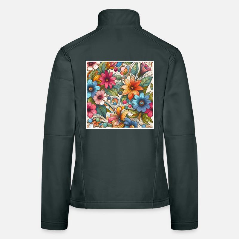 Fleurs végétal colorées Veste en tissu softshell Femme