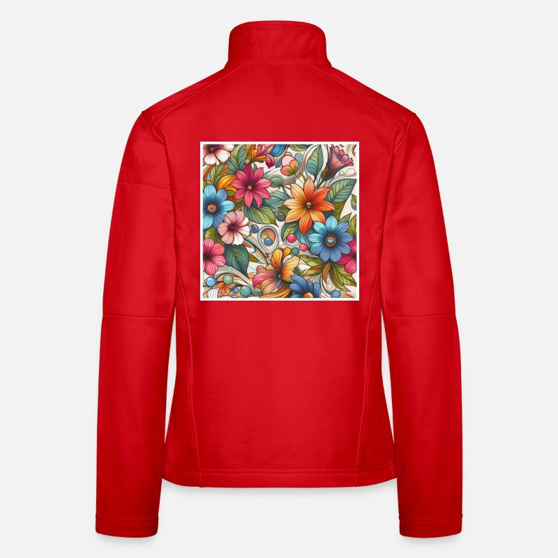 Fleurs végétal colorées Veste en tissu softshell Femme