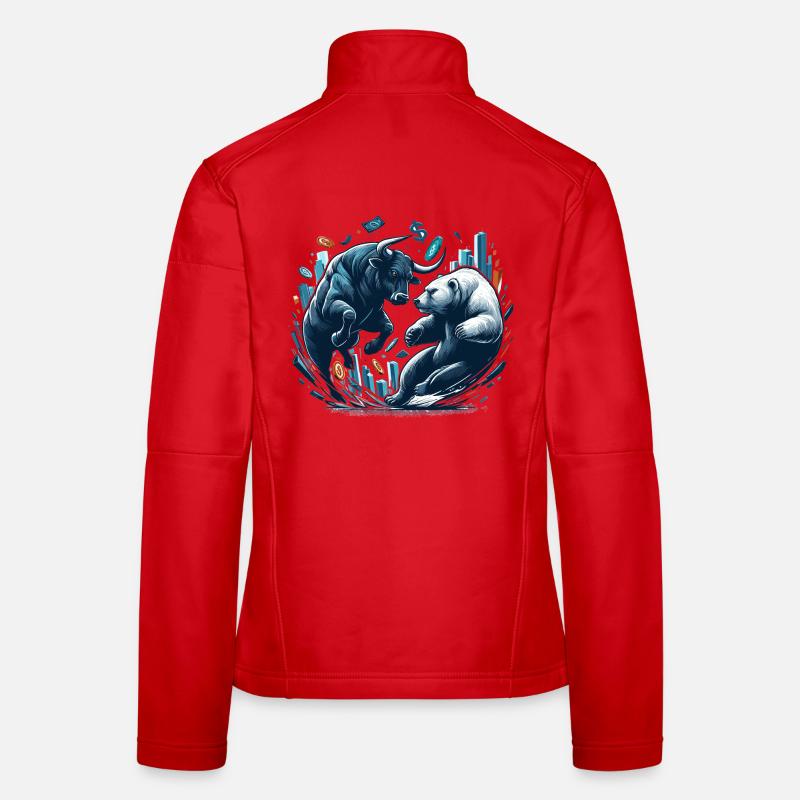 Finance Taurus Bear Fight Wall Street Gift Women's Softshell Jacket