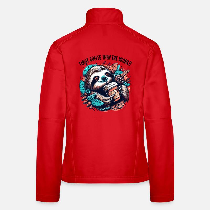 Faultier erst Kaffee dann Welt Geschenk Frauen Softshelljacke