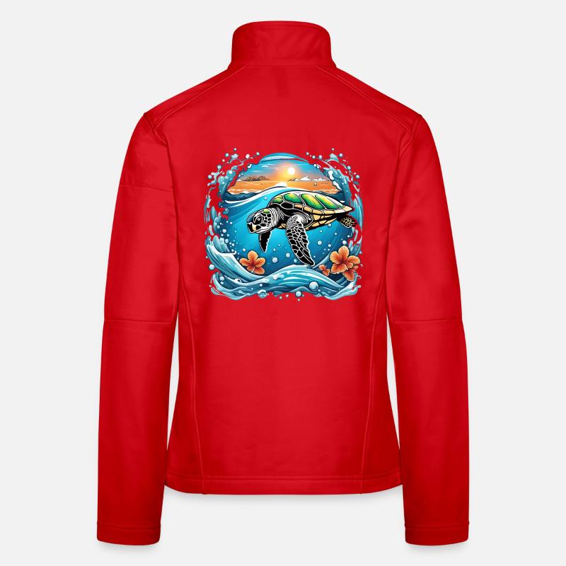 Sunset turtle by the sea - Women's Softshell Jacket - red