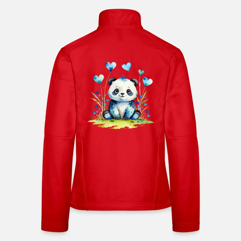 Cute Panda in the Heart Forest Women's Softshell Jacket