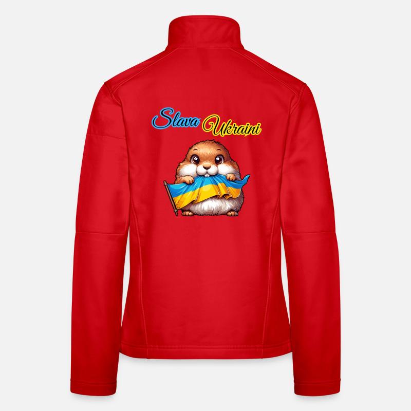 Chien de prairie mignon avec drapeau ukrainien Veste en tissu softshell Femme