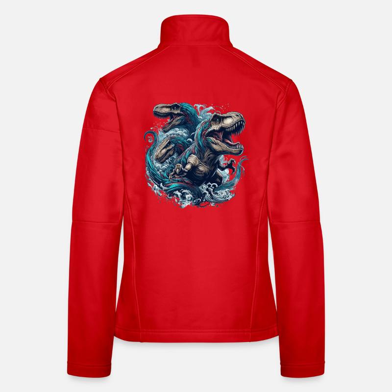 Roaring T-Rex Trio Dinosaur Gift Women's Softshell Jacket