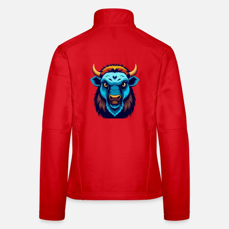 Bison Bunte Kawaii Cartoon Figur Clipart Frauen Softshelljacke