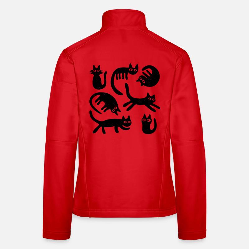 Seven Lucky Cats L Black - Women's Softshell Jacket - red