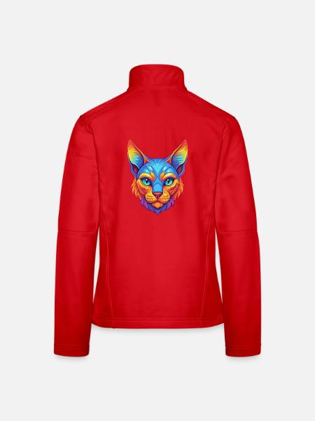 German Rex Katzenrasse Cartoon Kawaii Tier Haustier - Frauen Softshelljacke - Rot - Hinten