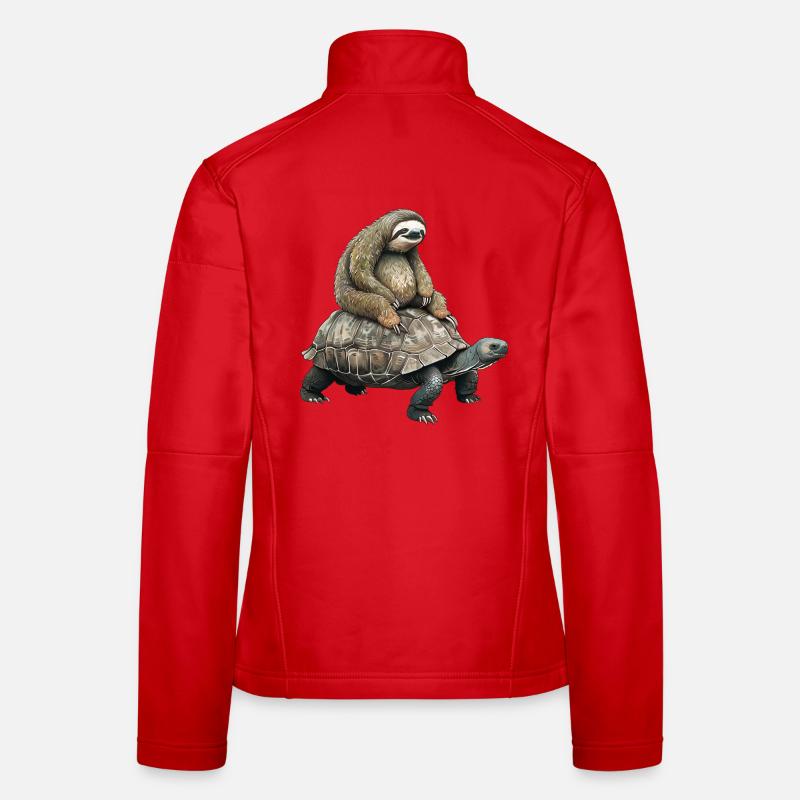 Sloth on turtle Women's Softshell Jacket