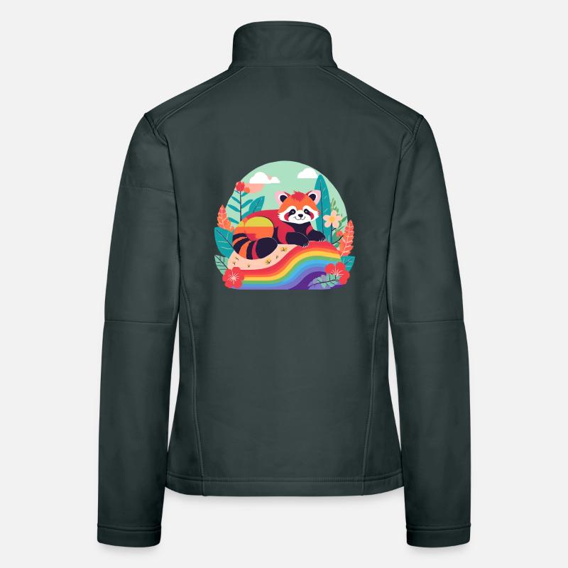 Rainbow Panda at Rest Women's Softshell Jacket