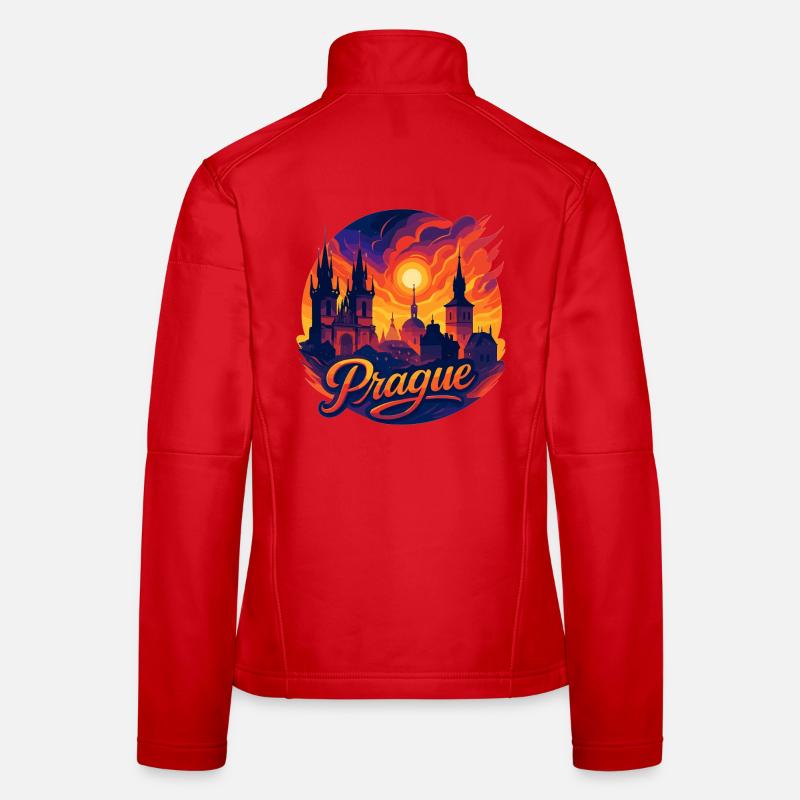 Prague Capitale République tchèque Silhouette Cadeau Veste en tissu softshell Femme