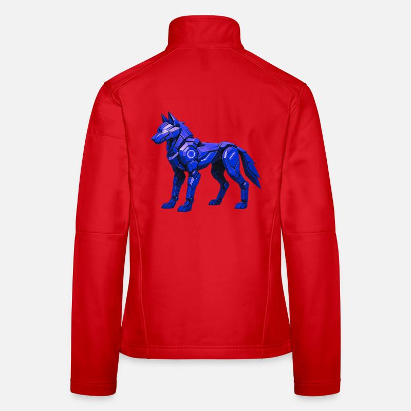 Futuristic Digital Wolf Illustration Women's Softshell Jacket