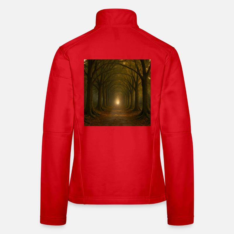 Mystical tree path in the autumn light Women's Softshell Jacket