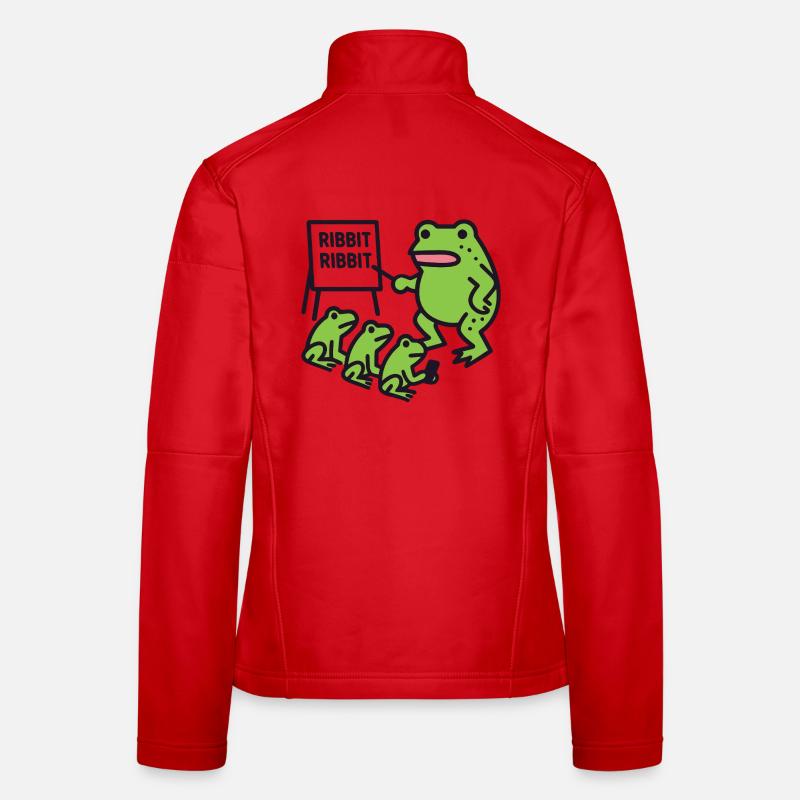 Frog Teaching with Ribbit Phrase - Women's Softshell Jacket - red