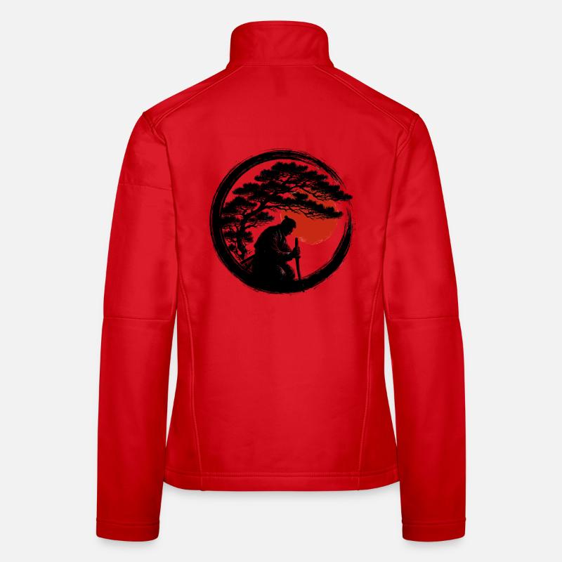 Enso Samurai Meditation mit roter Sonne Frauen Softshelljacke