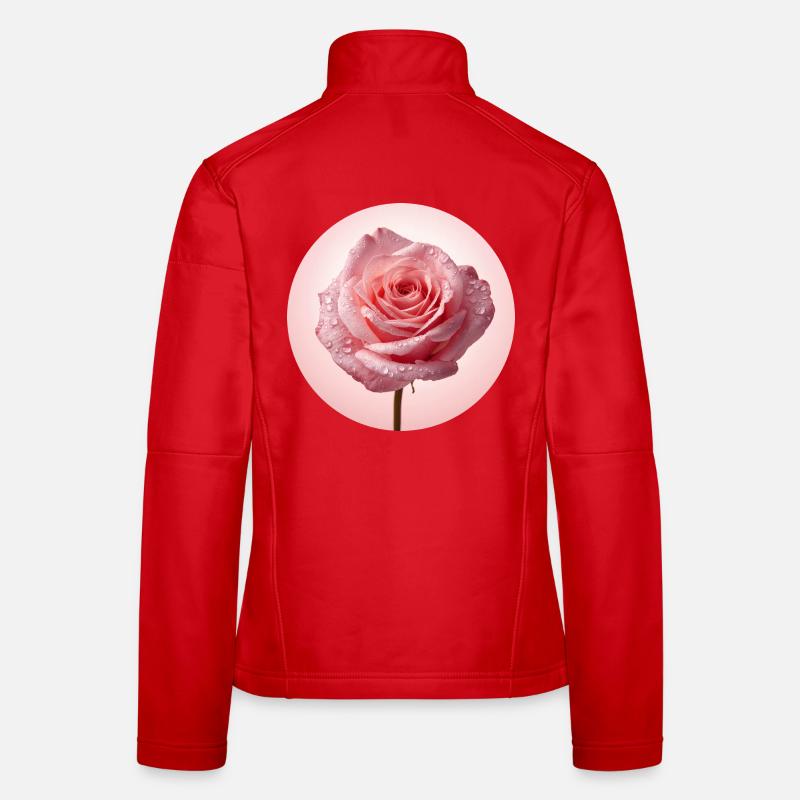 Roses roses délicates avec rosée Veste en tissu softshell Femme