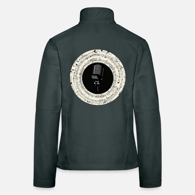 Microphone Musical Notes Art Women's Softshell Jacket
