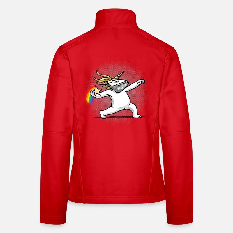 Einhorn wirft einen Regenbogen Frauen Softshelljacke
