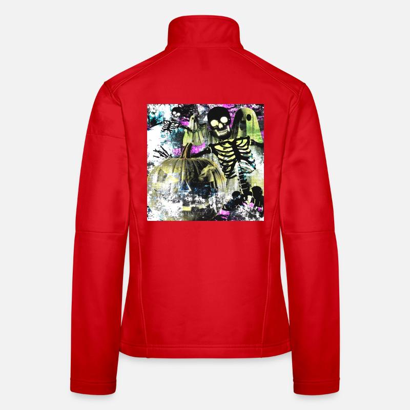 Haunted Pumpkin Skeletons in Neon Forest Women's Softshell Jacket