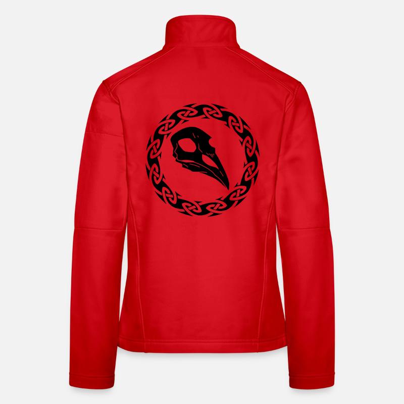 Schwarzer Wikinger Rabe Schädel Frauen Softshelljacke