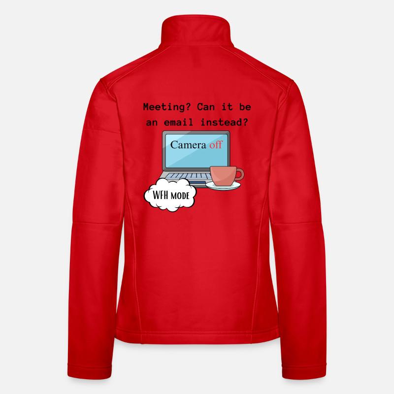 Treffen lustige WFH ändern Computermodus Arbeit. Frauen Softshelljacke