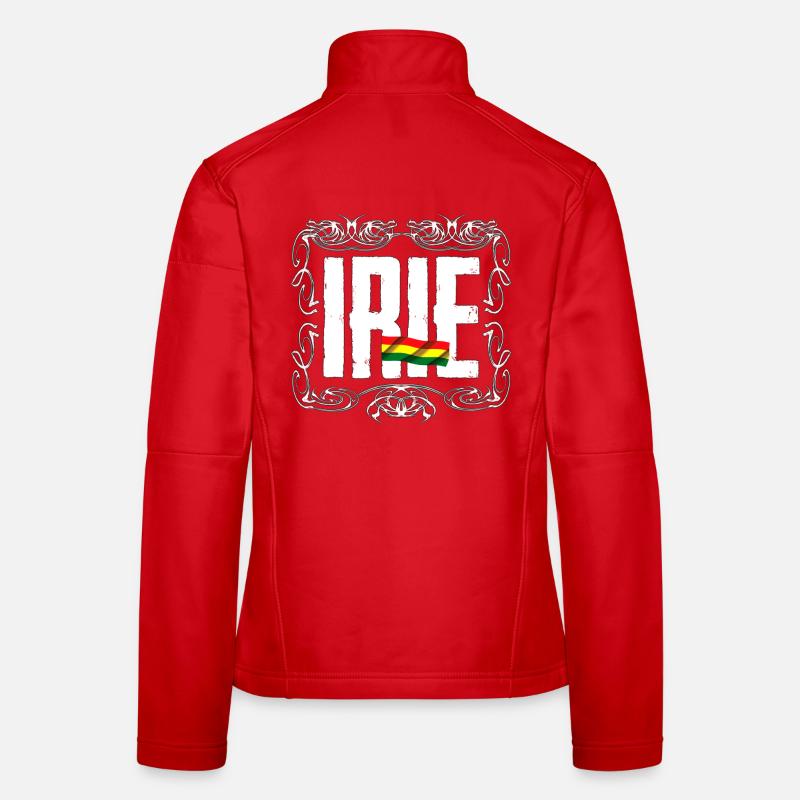Drapeau reggae coloré et lettrage puissant Veste en tissu softshell Femme