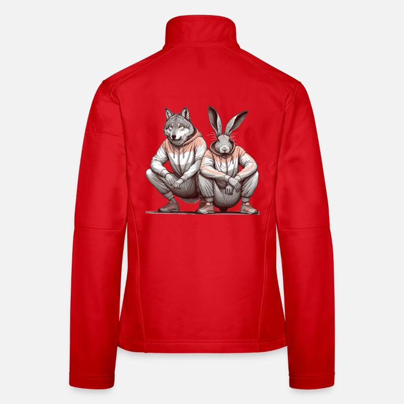 Slavic Squat Russian Squat Hare and Wolf Gift Women's Softshell Jacket