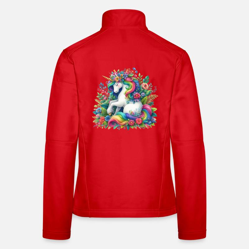 Fleur de licorne à crinière arc-en-ciel Veste en tissu softshell Femme