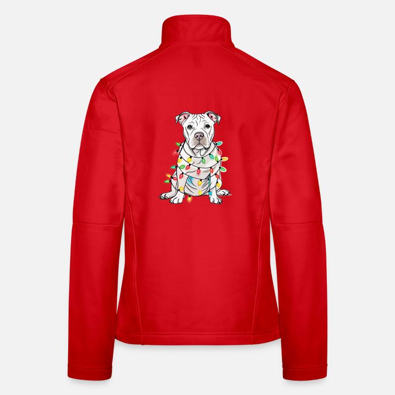 Lustiger Lichterhund mit Weihnachtskette Hund Frauen Softshelljacke