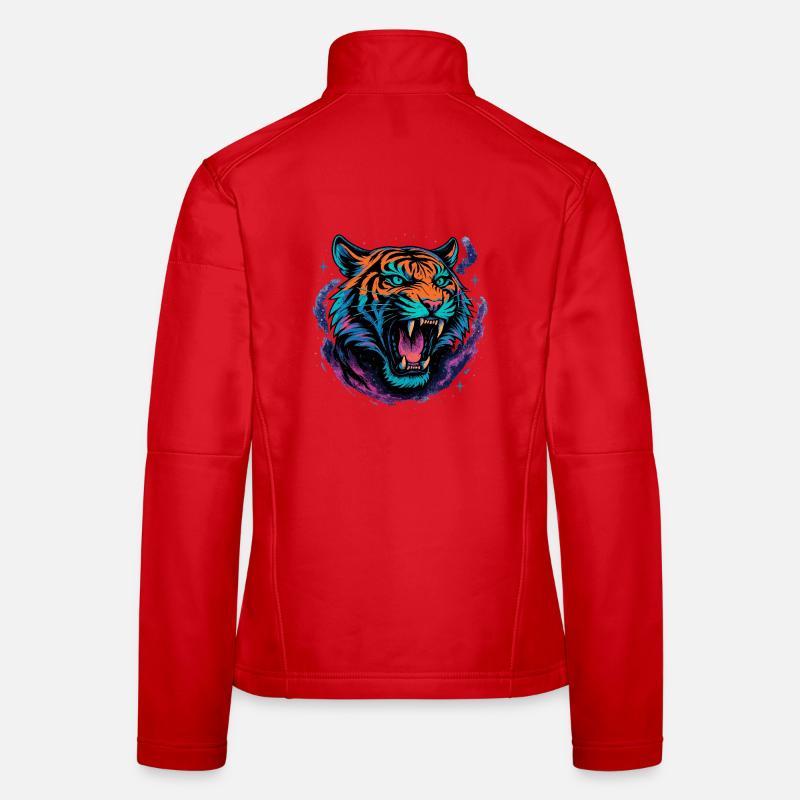 Neon Tiger Rage Galaxy Design - Women's Softshell Jacket - red