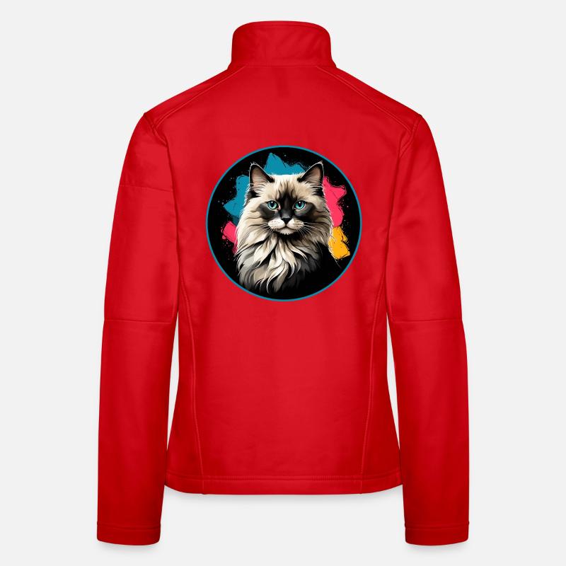 Portrait de chat éclaboussures de néons dans un cercle Veste en tissu softshell Femme