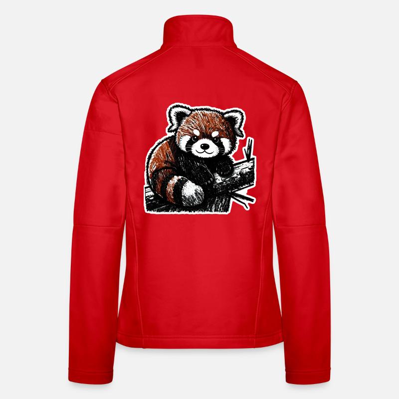 Mignon panda roux (fusain/crayon) Veste en tissu softshell Femme