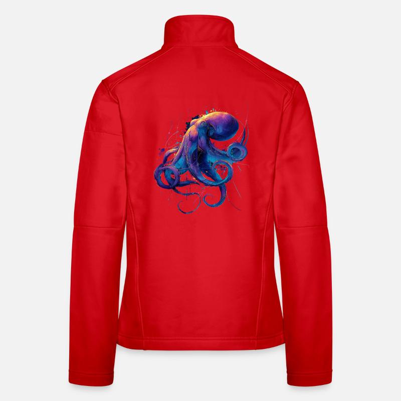 Neon Oktopus Splatter Frauen Softshelljacke