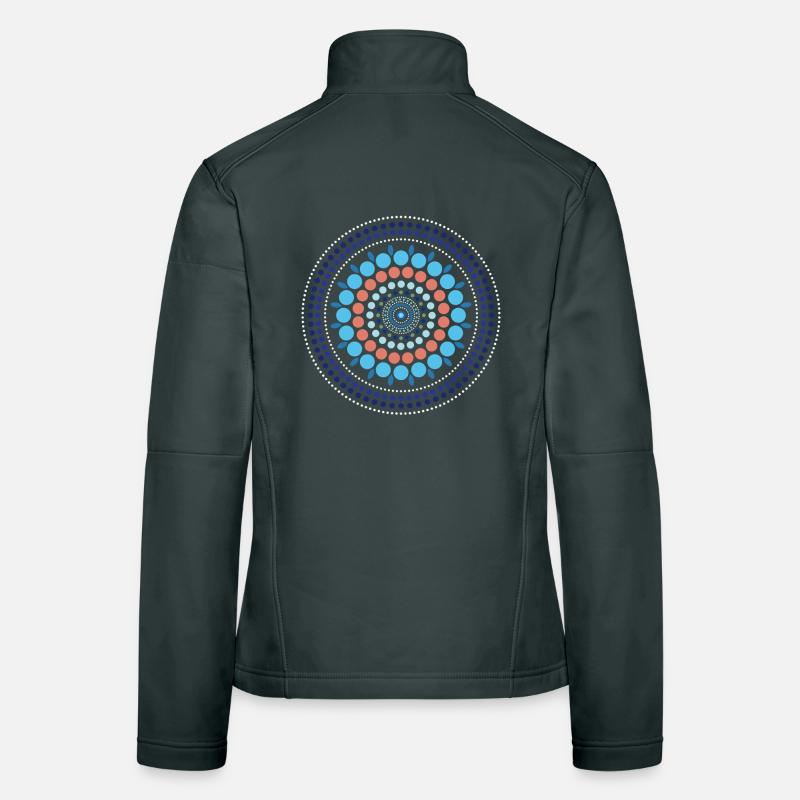 Blue Gradient Dot Mandala Women's Softshell Jacket